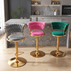 Tabouret de bar haut de gamme nordique, moderne et simple, en fer avec dossier stable, idéal pour la maison, l'îlot de cuisine, l'hôtel ou la salle à manger - Product Image 1