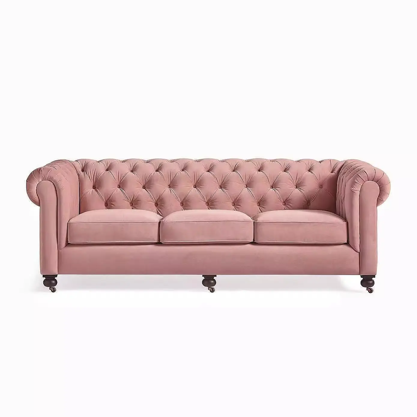 Nước Mỹ Vải Sofa Phòng Khách Ánh Sáng Sang Trọng Nhung Ba Sofa Giản Dị Kéo Nút Mềm Túi Sofa Tùy Biến