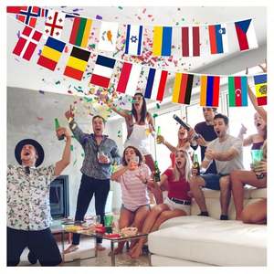 Mini-drapeaux rectangulaires multinationaux en polyester pour la Coupe du Monde de football 2026 en Arabie Saoudite – Guirlande de fanions pas chers pour l'encouragement sportif - Product Image 4