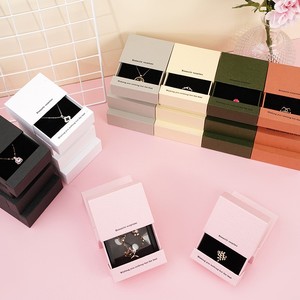 Custom Logo Luxury Paper Textured Jewelry <b>Box</b> with Foam Insert and Transparent PE Film for Necklaces <b>Earrings</b> Rings Bracelets - Product Image 2
