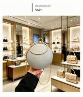 Sac à bandoulière rond en chaîne, orné de diamants, pour femme, idéal pour les soirées et les dîners – Vente en gros