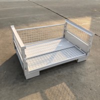 Conteneur de palettes empilable en treillis métallique pliable multifonctionnel pour entrepôt industriel, stockage, transport et préparation de commandes