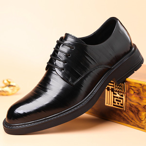 Chaussures habillées en cuir véritable pour hommes, style Oxford, à bout pointu, à lacets, antidérapantes, pour le bureau et la carrière, semelle extérieure en caoutchouc, collection automne - Product Image 1