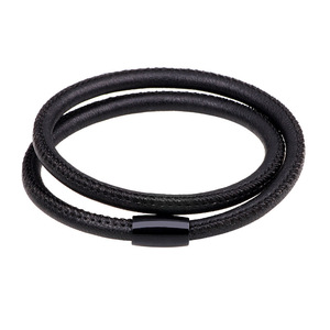 Cross Border Style Sheepskin <b>Rope</b> Braided Magnetic Buckle <b>Bracelet</b> Multi Loop Wrapping Unisex Solid Color <b>Bracelet</b> - Product Image 1