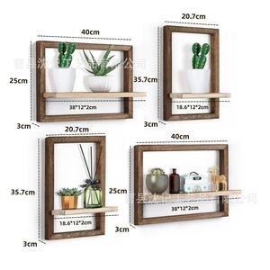 Wooden Wall-Mounted <b>Shelf</b> Rectangle Walnut 40x25cm 20.7x35.7cm Multipurpose Home Living Room Storage <b>Rack</b> - Product Image 1
