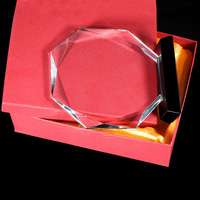 MH-NJ00493 Gros Entrepreneur Cadeaux De Promotion personnalisé gravure Octogone forme Cristal Trophée