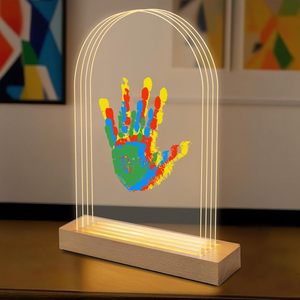 Marco Acrílico para Huellas de Manos Familiares con Kit de Pintura, Recuerdo <span class=keywords><strong>Transparente</strong></span> para Decoración <span class=keywords><strong>del</strong></span> Hogar - Product Image 3