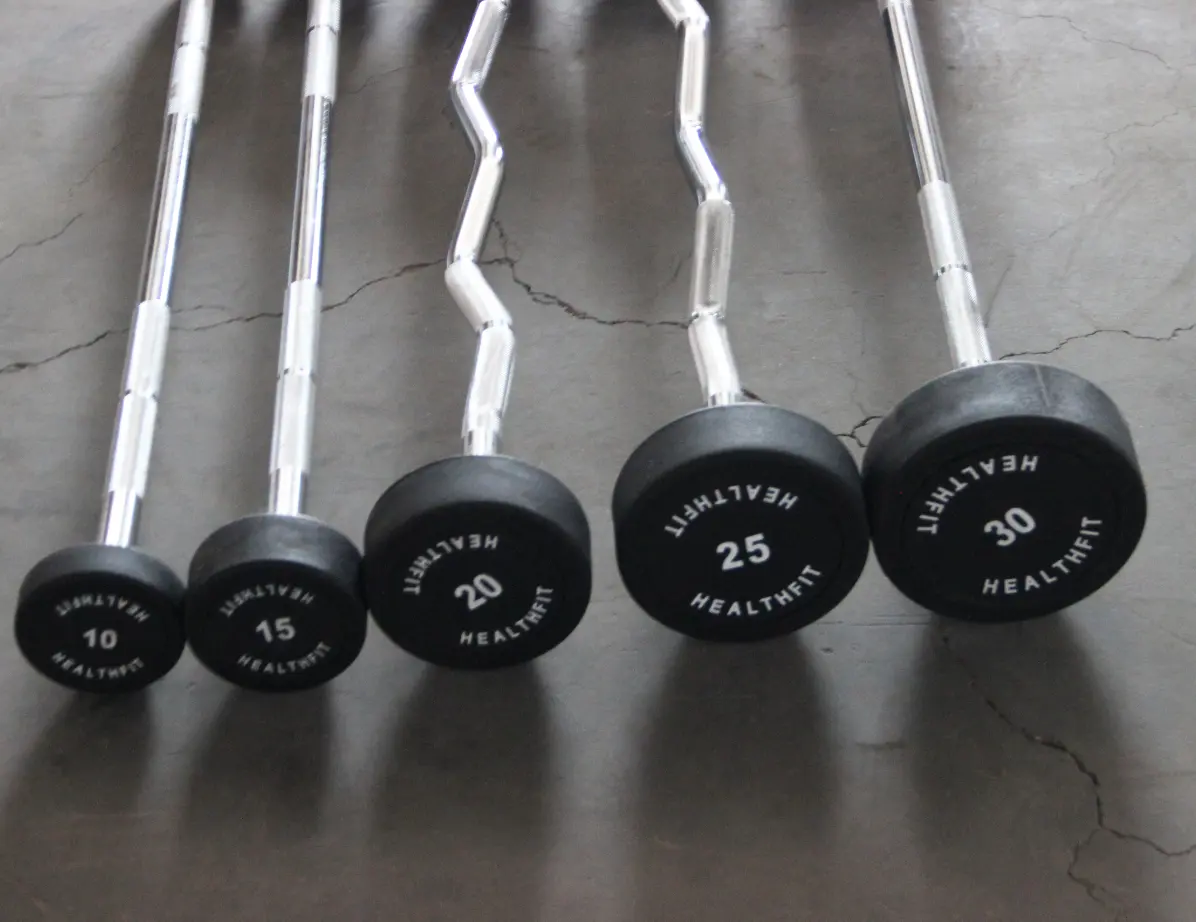 Piastra per Bodybuilding shandong factory fixed curl rubber barbell gym equipment