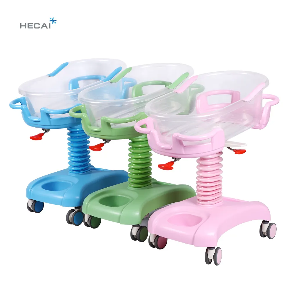 Cama de hospital médica para niños, muebles de plástico ABS ajustables hidráulicos, cuna de hospital para bebés