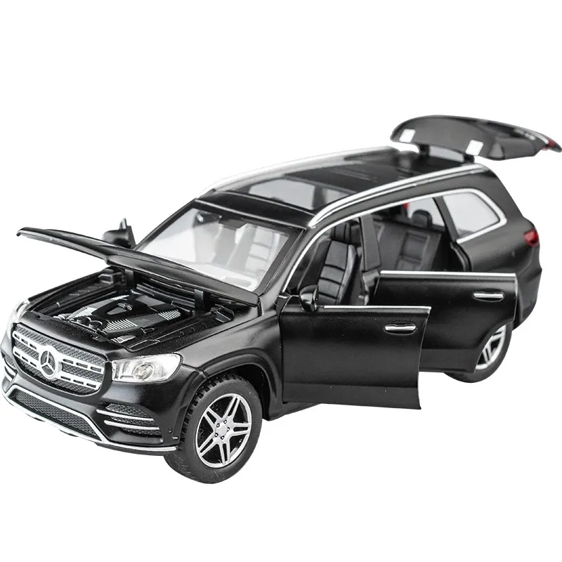 1:32 Mercedes Benz GLS580 de fundición modelo de coche de juguete para niños de 16cm atrás de simulación de aleación de vehículo con sonido/luz de juguete
