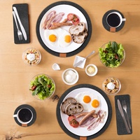 18 ensembles de tapis de Table 6 pièces napperons ronds en feutre avec 6 sous-verres en feutre et 6 sacs à couverts en feutre pour la famille ou le Restaurant