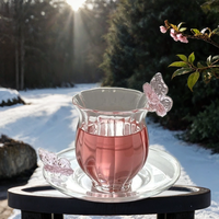 Collection de coupes Fleur de Dieu, en verre borosilicate hautement résistant, faites à la main, style minimaliste chinois, motif Narcisse Papillon créatif