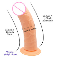 Dildo Realista y Sensual para Mujeres, con Ventosas en la Parte Posterior, Tapón Anal Grande