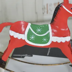 Customize Painted Metal Rocking Horse Christmas Tabletop Decoration