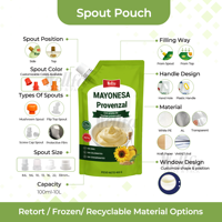 Sachet Doypack personnalisé par le fabricant avec bec verseur pour sauces liquides, haute barrière, qualité alimentaire, pour mayonnaise, sauce barbecue, sauce tomate