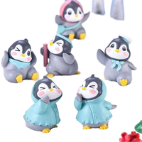 Ensemble de 6 figurines de pingouins féeriques en résine PVC, ornements de jardin miniatures pour décorations d'extérieur de Noël et d'hiver, motif animal