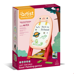 حامل فني قائم قابل للتعديل للطفل الصغير ، لوحة رسم مزدوجة للأطفال مع ملحقات كتابة للرسم قابلة للمسح - Product Image 2