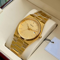Jam Tangan Pria Fashion Gold PRX T137 Gerakan ETA Logo Dapat Disesuaikan Kalender Tahan Air Jam Tangan Kuarsa Baja Tahan Karat Relojes