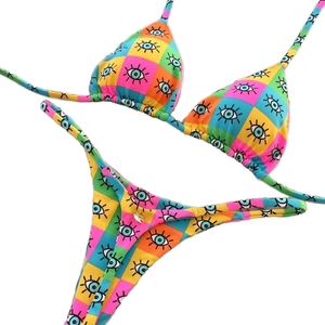 Bikini Brasiliano con Stampa Floreale 2026, Costume da Bagno Sexy con Reggiseno Push-up e Slip a Vita Bassa - Product Image 1