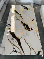 Panneaux muraux et feuilles de PVC effet marbre brillant, imperméables, pour décoration intérieure – Vente chaude