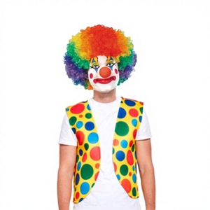 Disfraz de <span class=keywords><strong>Payaso</strong></span> para Hombre Adulto de Halloween, Peluca, Chaleco con Puntos Ondulados, Nariz de Esponja, Bolsa, Zapatos, Accesorios para Actuación LP1051 - Product Image 1