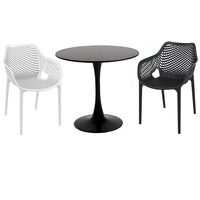 Chaise de salle à manger en polypropylène blanc empilable, avec accoudoirs en plastique, imperméable et durable, pour usage intérieur/extérieur, maison, bar, hôtel