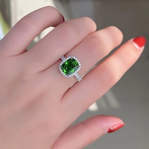 Nuevo Anillo de Plata S925 con Incrustaciones de Circonio 5A de 8 * 10, Color Azul Marino, de Lujo y Moda, para Mujer, <span class=keywords><strong>Venta</strong></span> Directa - Product Image 1