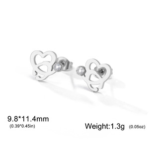 Boucles d'oreilles clous en zircon transparent en forme de cœurs entrecroisés, en acier inoxydable plaqué or 18 carats, bijoux tendance pour femme, cadeau pour amies - Product Image 2