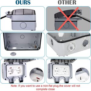 Tomada Exterior Dupla Tomada À Prova D' Água Tomada De Parede Tomadas Elétricas IP66 13Amp 2 Gang Switched <span class=keywords><strong>Socket</strong></span> Cover - Product Image 5