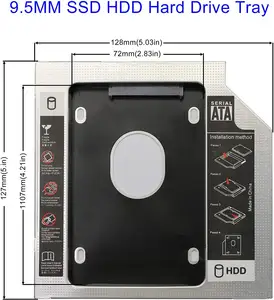 Универсальный отсек для 2-го жесткого диска SATA-SATA, 9,5 мм, 12,7 мм, 2,5-дюймовый корпус для твердотельного накопителя, корпус жесткого диска для ноутбука, оптический отсек ODD Optibay
