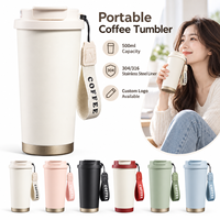 Gobelet isotherme à café 500 ml en acier inoxydable 316, tasse de voyage à double paroi sous vide, anti-fuite, avec paille, logo personnalisé, vente en gros