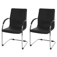Chaise de bureau cantilever moderne en cuir PU noir avec structure chromée - Chaise de conférence pour visiteurs