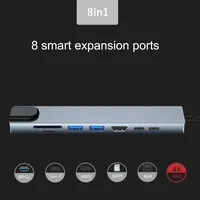 Station d'accueil USB Type-C Hub 4K 30Hz Adaptateur Ethernet RJ45 100Mbps Extenseur VGA Casque PD 100W 10 ports En stock