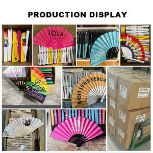 Éventail à main en bambou de grande <span class=keywords><strong>taille</strong></span> personnalisé, éventail pliant de grande <span class=keywords><strong>taille</strong></span> imprimé sur mesure avec logo - Product Image 5