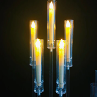 Bougie conique LED 23 cm, sans flamme, fonctionnant sur piles, décoration de table de mariage, ensemble de 2 bougies réalistes en cire coulée