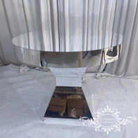 Table à gâteau de mariage en acier inoxydable en forme de diamant argenté