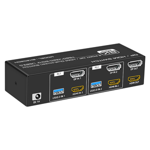FJ-8K202DH fjgear 7680*4320 60Hz พอร์ต2 dp/<span class=keywords><strong>hdmi</strong></span> dual-Screen KVM สวิตช์รองรับ <span class=keywords><strong>HDMI</strong></span> 2.1 USB 3.0 DP เวอร์ชัน<span class=keywords><strong>1.4</strong></span> - Product Image 1