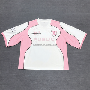 Camiseta de Jersey Personalizada con Parches, Cuello Redondo, Estilo Urbano, Transpirable, Corte Holgado, Estampado y Bordado - Product Image 1