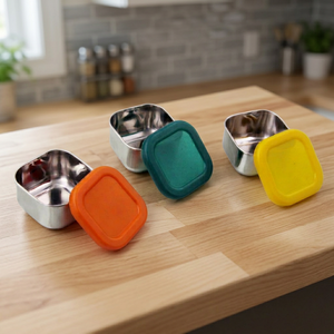 Boîte à lunch carrée en acier inoxydable durable, écologique, préservation de la fraîcheur, design classique, récipient alimentaire avec couvercle en silicone - Product Image 3