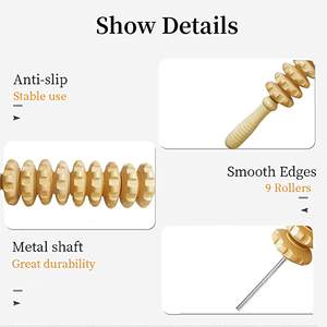 ウッドセラピーローラーマッサージツールハンドヘルドセルライトトリガーポイントスティックリンパ排水アンチセルライトマッスルリリースローラー - Product Image 4