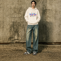 Sweat-shirt à col rond surdimensionné en coton polyester 340 GSM, personnalisable avec logo, streetwear épais uni en molleton bouclette