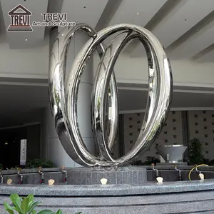 Escultura circular personalizada moderna del acero inoxidable de la escultura del círculo del espejo para la decoración