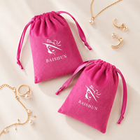 Sac en velours personnalisé recyclable pour bijoux, avec cordon de serrage, idéal pour colliers et boucles d'oreilles, impression sérigraphique douce, vente en gros