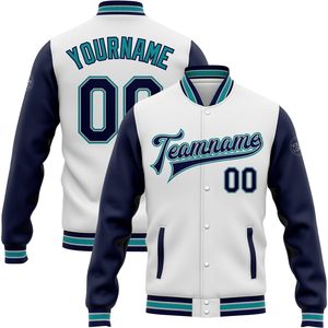 Custom <b>White</b> Baseball Varsity <b>Jacket</b> Personalized Letterman <b>Jacket</b> Stitched Name Number Logo Unisex Adult Autumn Breathable - Product Image 1