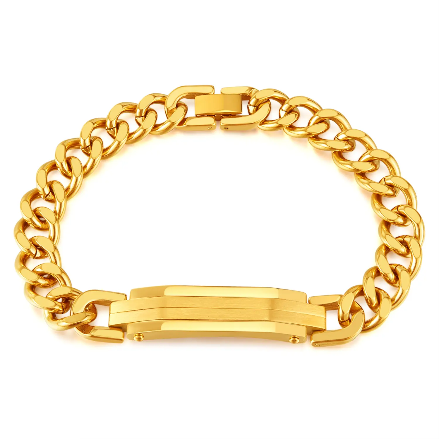 Mode luxe étanche Anti-décoloration plaqué or en acier inoxydable hommes chaîne cubaine lien Bracelet bijoux personnalisés