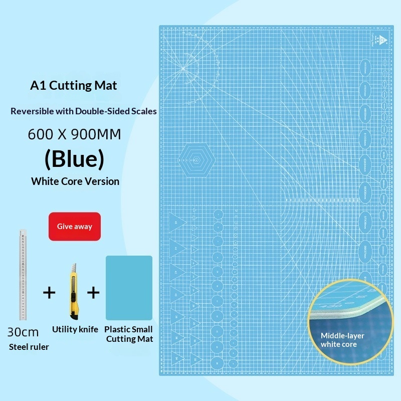 Tapis de découpe à noyau bleu et blanc 60x90 cm