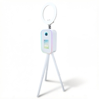 Nouvelle Arrivée - Machine Photobooth Trépied Blanc pour iPad et Appareil Photo Reflex Numérique, Hauteur Réglable avec Lumière RGB, Photobooth Selfie pour Mariages et Événements