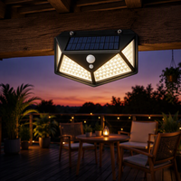 Lampe murale solaire carrée à 114 LED, détecteur de mouvement extérieur, lampe de sécurité étanche, 3 modes, intensité réglable, pour jardin, patio, cour
