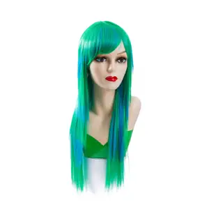 ANXIN Top Quality Fashion Straight Cheap Ombre Green And Blue Cheap Synthetic Wig