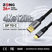 Câble DP vers USB C 4K120Hz, adaptateur DP vers Type-C, câble tressé en aluminium pour moniteur et ordinateur portable